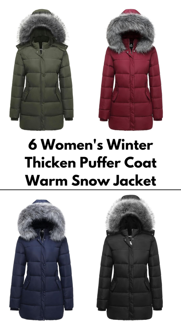 6 Women’s Winter Thicken Puffer Coat Warm Snow Jacket